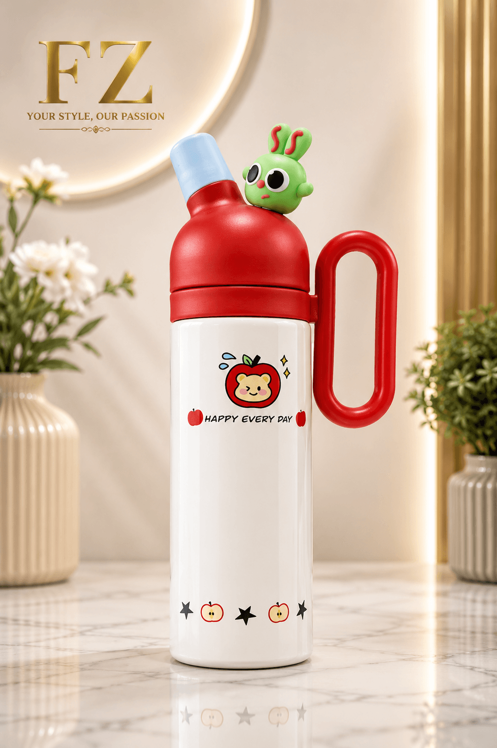 White and red Steel Bottle