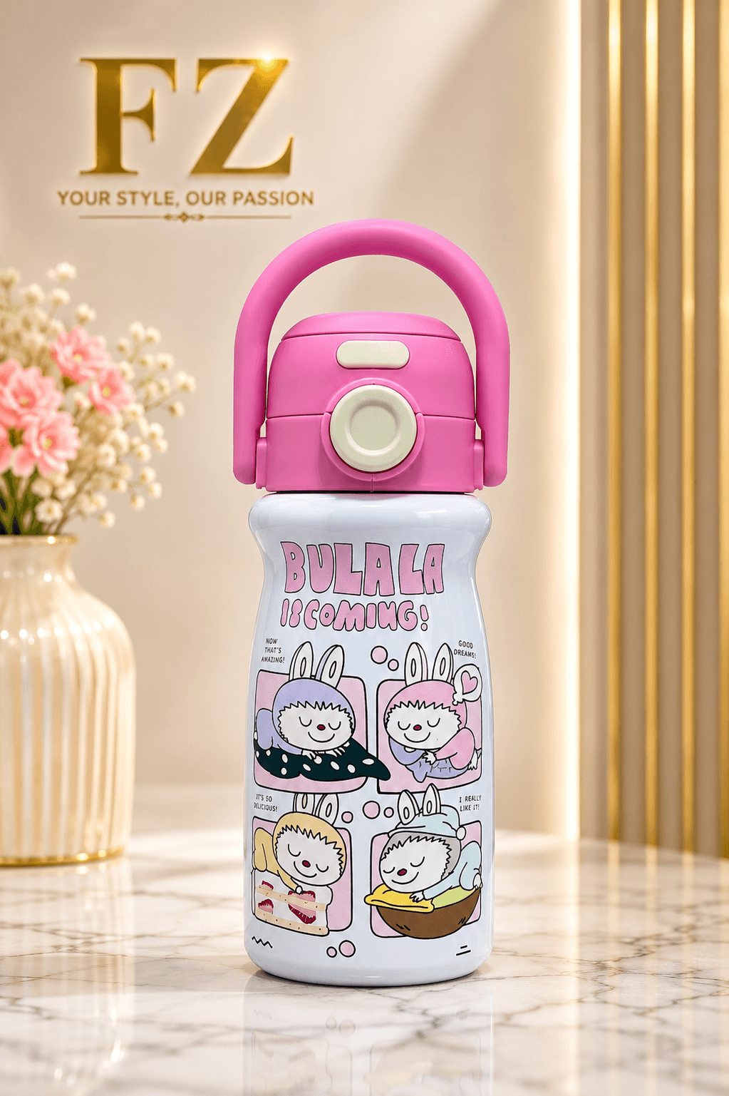 White and pink Steel Bottle